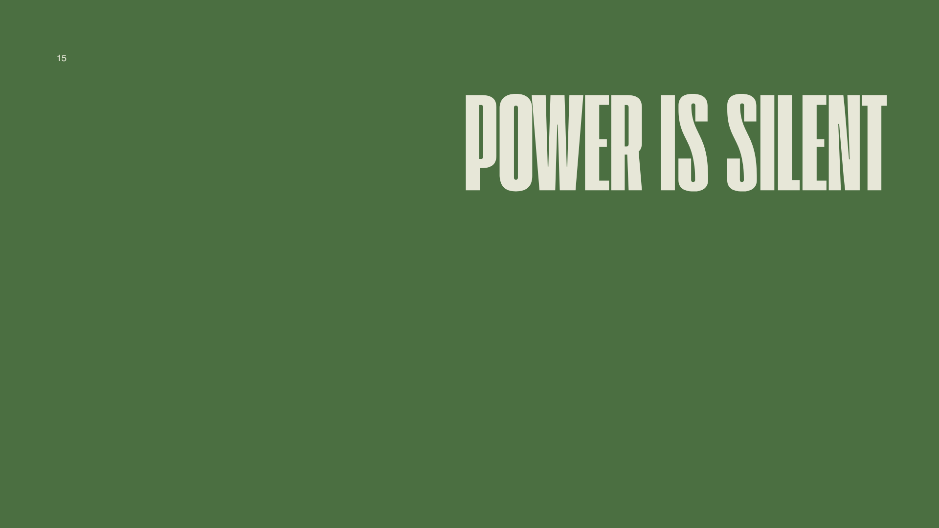 Power Is Silent typographic concept